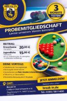 Probemitgliedschaft Billard Snooker Pool Break In Schwerin